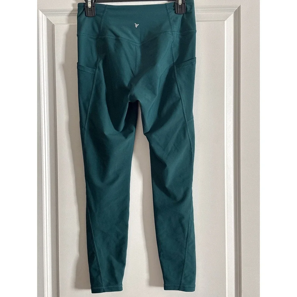 Old Navy Active Powersoft High-Rise Go Dry 7/8 Pocket Leggings Teal Green Medium